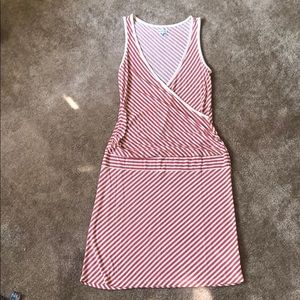 Salmon and cream striped dress